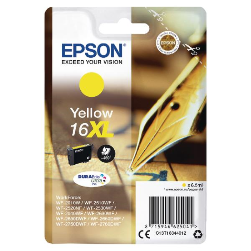 Epson 16XL Pen and Crossword DURABrite Ultra Ink Cartridge High Yield Yellow C13T16344012