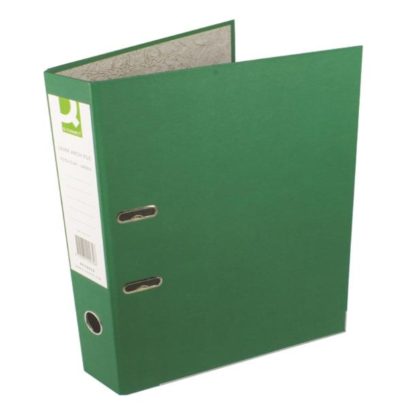 Q-Connect Lever Arch File Paperbacked Foolscap Green (Pack of 10) KF20032