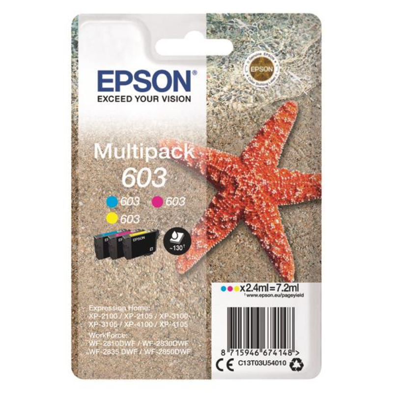 Epson 603 Starfish Ink Cartridge CMY Multipack C13T03U54010