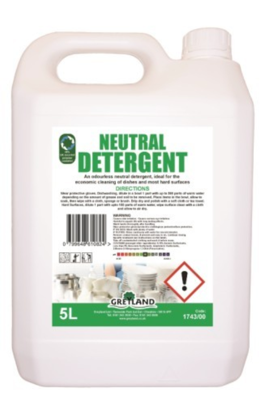 Neutral Detergent 5L Washing Up Liquid Concentrated