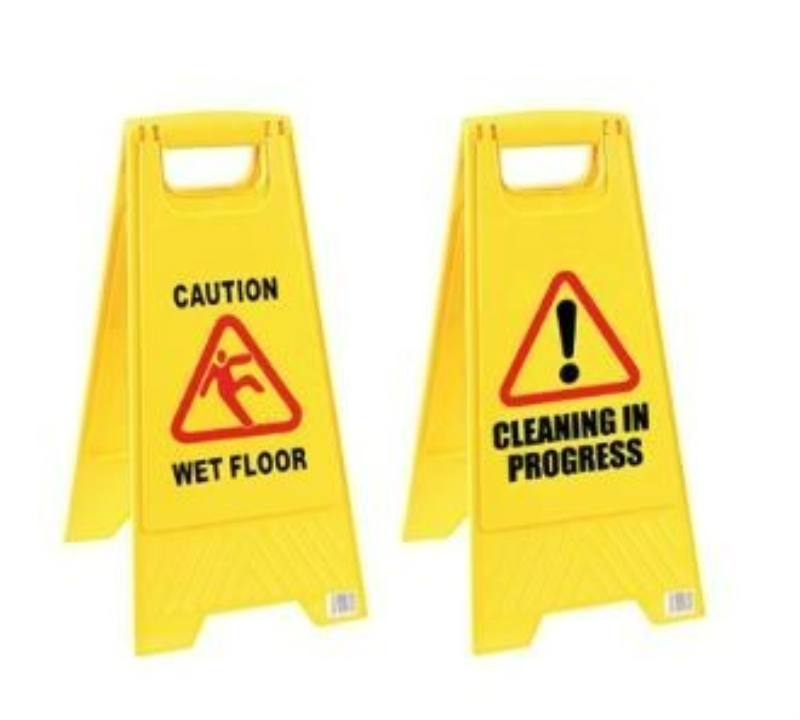2Work Folding Safety Sign Caution Wet Floor Yellow CNT00356