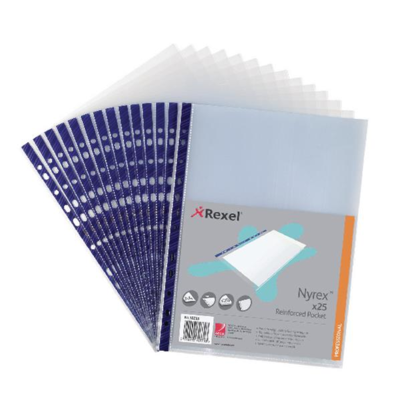 Rexel Quality Pocket A4 Blue Spine Embossed (Pack of 25) 12233