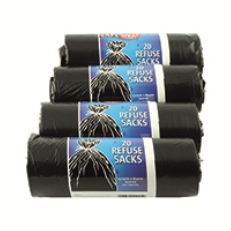 90L 5kg CHSA Black Refuse Sack 20 rolls of 25 48gauge 12mc
