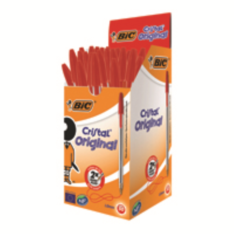Bic Cristal Ballpoint Pen Medium Red Pack of 50