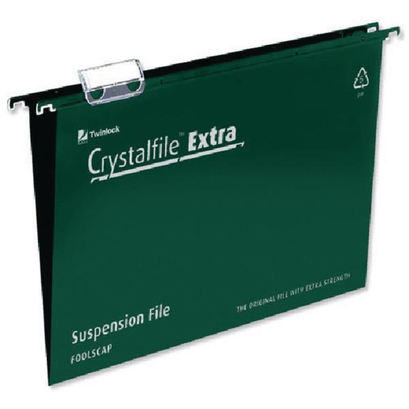 Rexel Crystalfile Extra 15mm Suspension File Green (Pack of 25) 70628