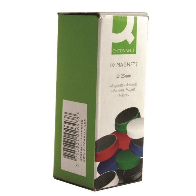 Q-Connect Round Magnet 25mm Assorted (10 Pack) KF02643