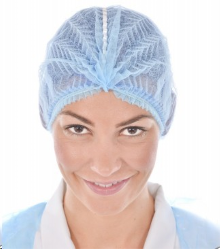 Metal Detectable Pleated Style Mob Cap Blue Qty 1000