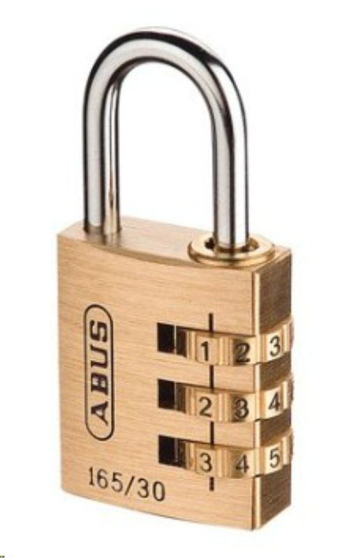 ABUS Mechanical 165/30 30mm Solid Brass Body Combination Padlock (3-Digit) Carded