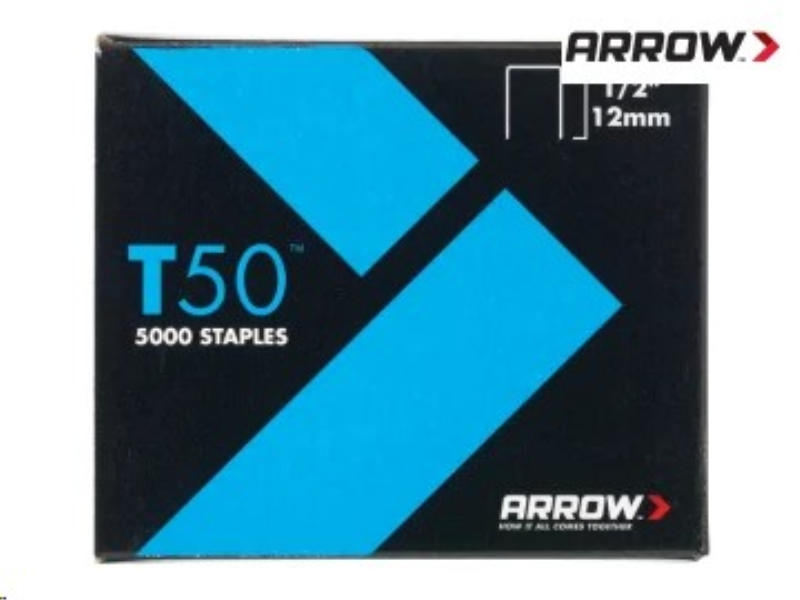 Arrow T50 Staples 12mm (1/2in) (Pack 5000, 4 x 1250)