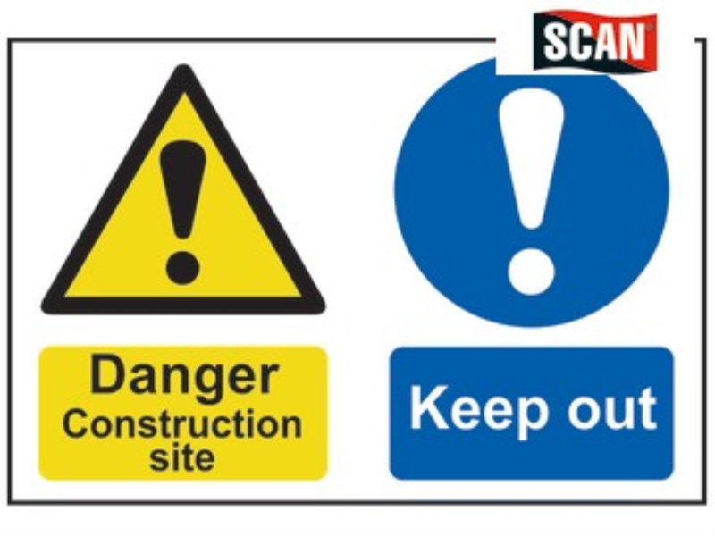Scan Danger Construction Site Keep Out - PVC Sign 600 x 400mm