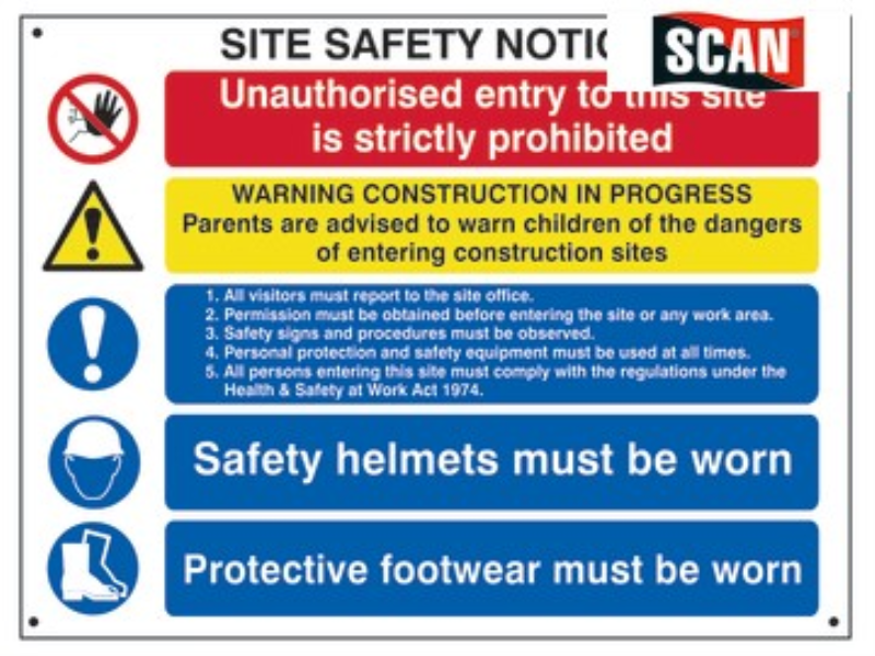 Scan Composite Site Safety Notice - FMX Sign 800 x 600mm
