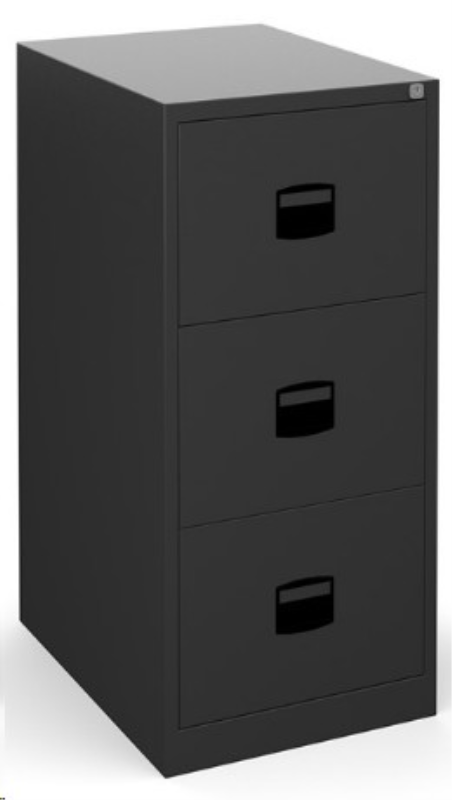 Steel 3 drawer contract filing cabinet 1016mm high - black