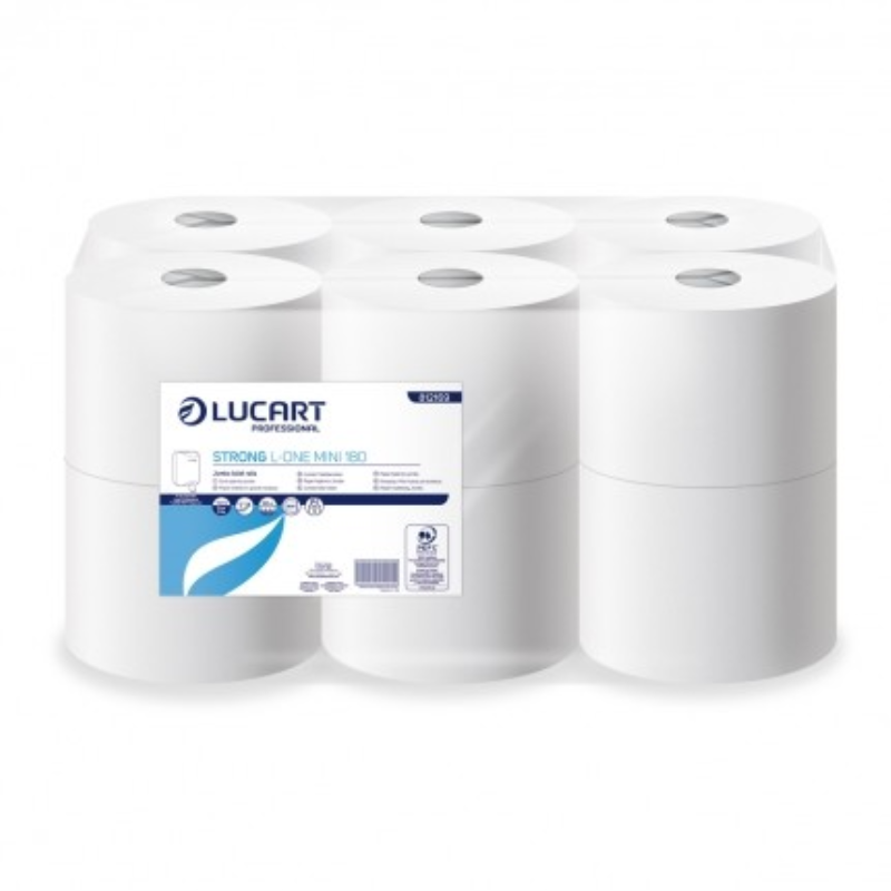 Lucart Strong L-ONE MINI Toilet Roll  2 Ply White 180m x 116mm x 45 mm  Pk 12
