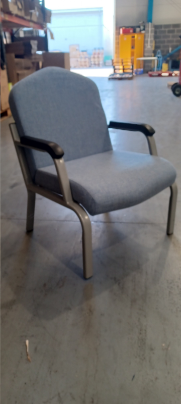 Chair With Moulded Arms - AD017 Fabric with Silver Legs