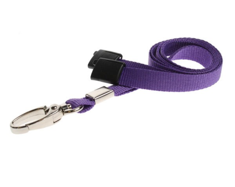 Purple 10mm Recycled Plain Purple Lanyards with Metal Lobster Clip (Pack of 100)