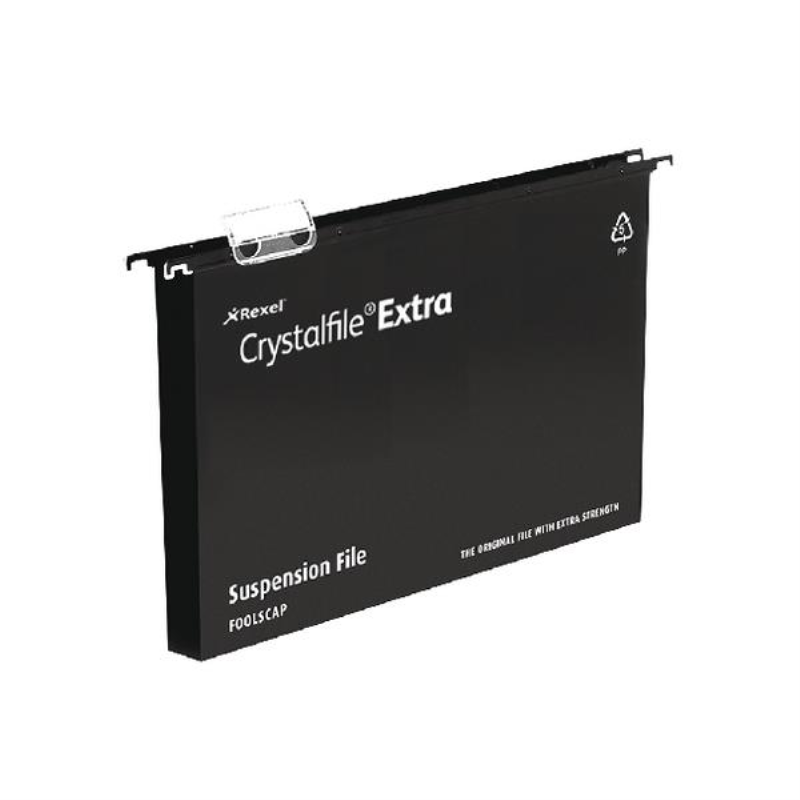 Rexel Crystalfile Extra 15mm Suspension File Black (Pack of 25) 3000080