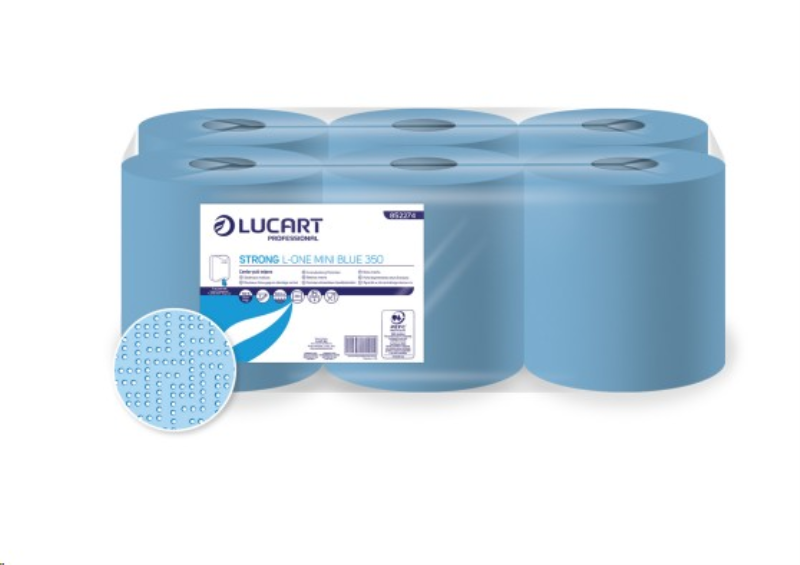 Strong L-ONE Mini C/Feed Roll  2 Ply Blue 122.5m x 156mm x 45mm  Pk 6