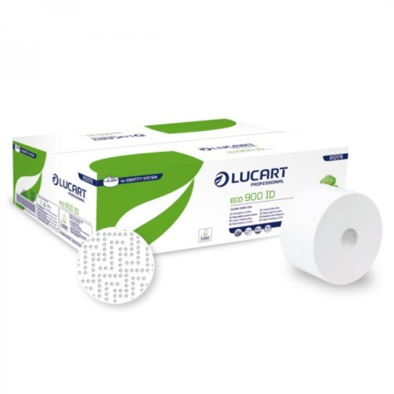 ECO 900 ID Toilet Rolls 2 Ply White 202m x 91mm x 38mm  Pk 12
