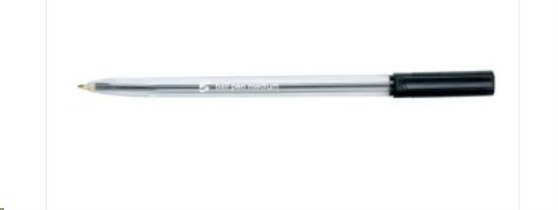 5 Star Office Ball Pen Clear Barrel Medium 1mm Tip 0.7mm Line Black (Pack of 20)