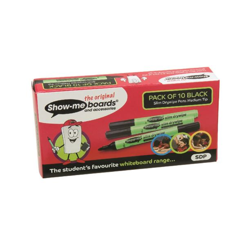 Show-me Drywipe Marker Medium Tip Black (Pack of 10) SDP