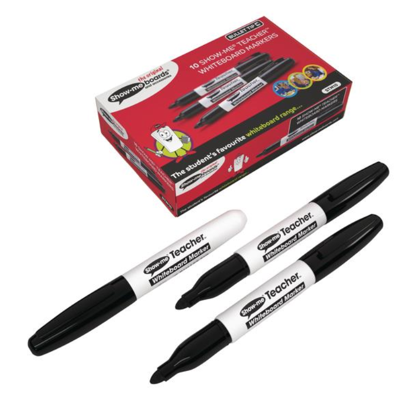 Show-me Eco Drywipe Markers Black (Pack of 10) STM10
