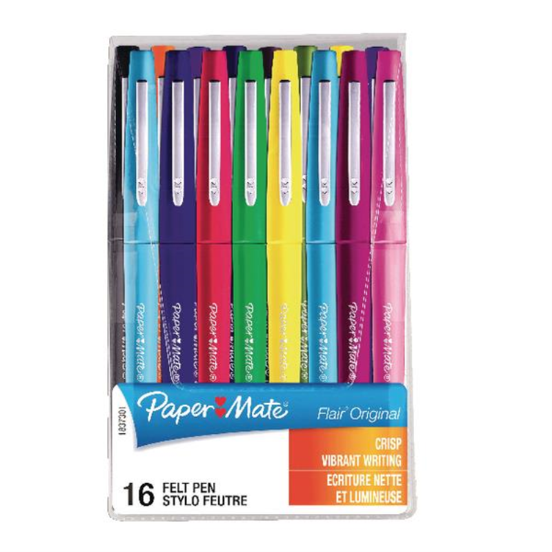 PaperMate Flair Original Felt Tip Pens Assorted (Pack of 16) S0977450