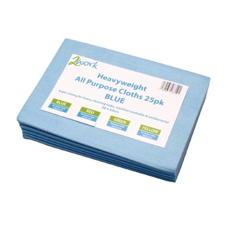 2Work Heavyweight All Purpose Cloth 500x350mm Blue (Pack of 25) CNT01319